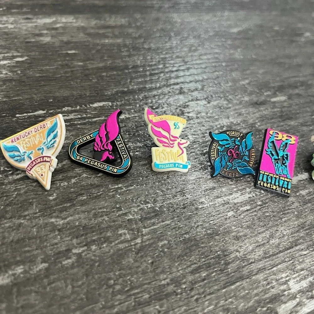 Lot of (14) 1990-2001 FULL SET Kentucky Derby Festival Pegasus Pins 3 1997 Anniv
